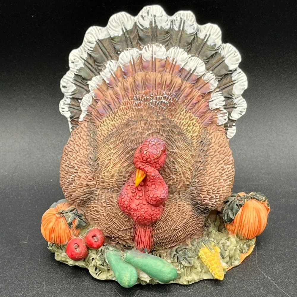 Thanksgiving Turkey Figurine Harvest Decor Resin Pumpkin Autumn Fall Decor 2.75